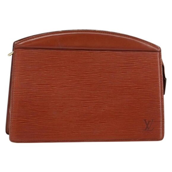 LOUIS VUITTON Epi Trousse Crete Pouch Brown